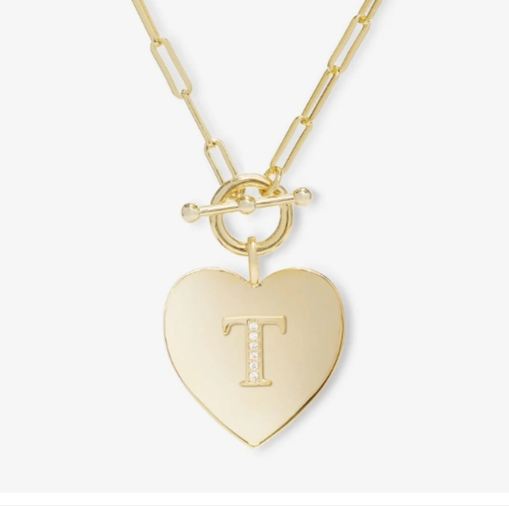 Melinda Maria Love Letter T Heart Necklace